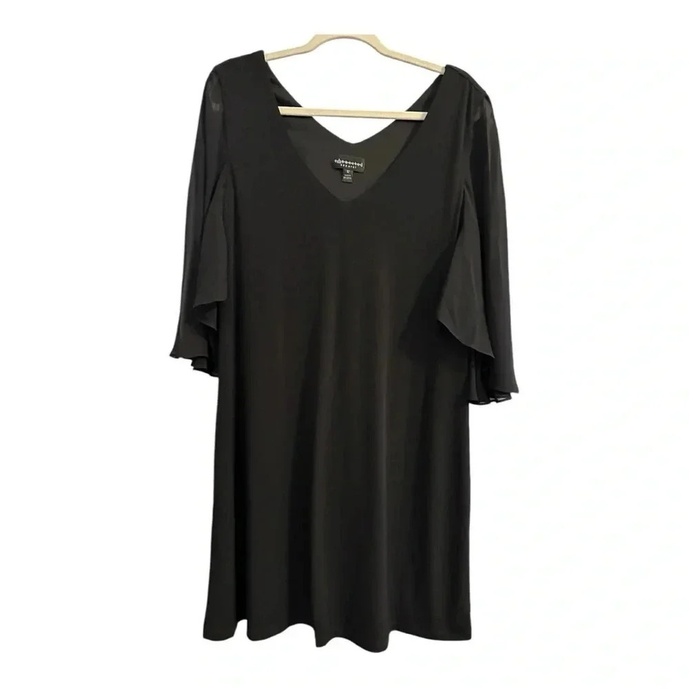 Connected Apparel Caplet V-Neck Black Dress // Size 12